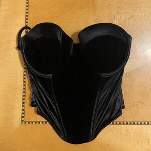 Victoria’s Secret black velour corsette bra with straps - 36C